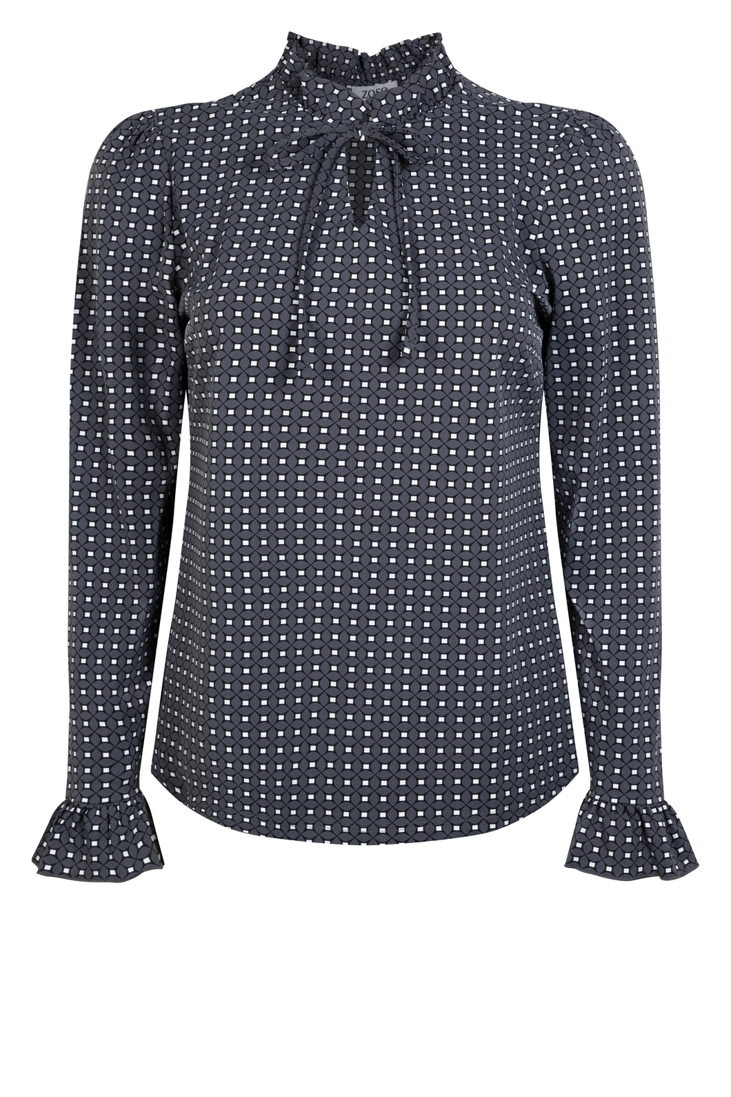 ZOSO BEAU PRINTED TRAVEL BLOUSE carbon/off white