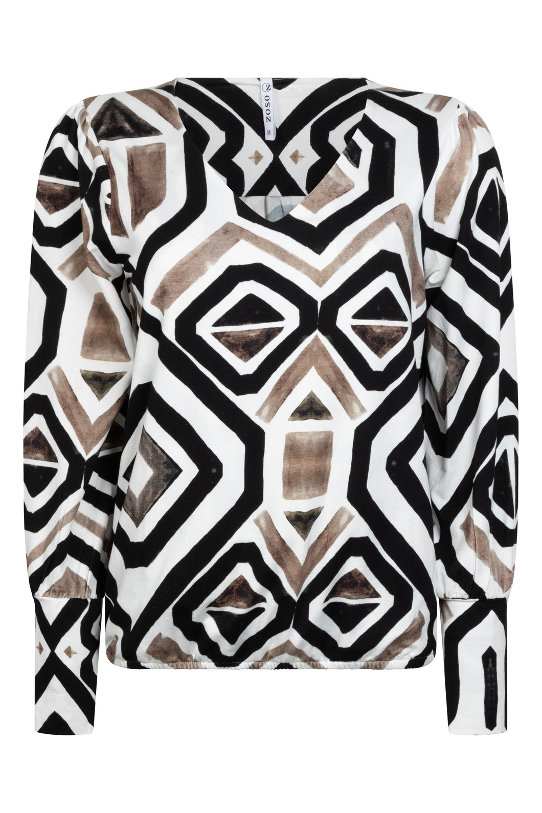 ZOSO DENISE PRINTED VISCOSE BLOUSE off white/taupe