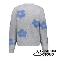 Load image into Gallery viewer, GEISHA VEST FLOWERS grey melange/blue
