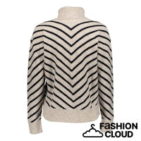 Load image into Gallery viewer, GEISHA CARDIGAN ZIP STRIPED black/sand
