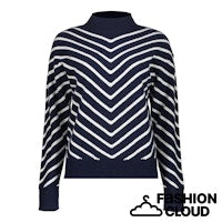 Load image into Gallery viewer, GEISHA PULL STRIPES TURTLENECK navy/off white

