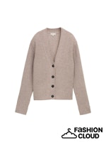 TOM TAILOR KNIT V-NECK RIB CARDIGAN soft taupe melange