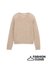 TOM TAILOR DENIM SOFT CREW NECK CARDIGAN intense beige melange