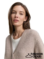 Load image into Gallery viewer, TOM TAILOR KNIT V-NECK RIB CARDIGAN soft taupe melange
