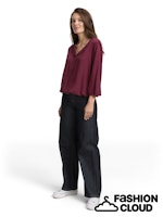 Afbeelding in Gallery-weergave laden, TOM TAILOR BLOUSE WITH FEMININE V-NECK bordeaux red
