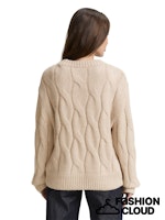 Afbeelding in Gallery-weergave laden, TOM TAILOR KNIT PULLOVER WITH CABLE STRUCTURE soft taupe melange
