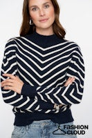 Load image into Gallery viewer, GEISHA PULL STRIPES TURTLENECK navy/off white
