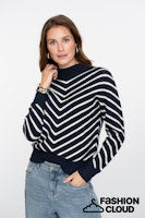 Load image into Gallery viewer, GEISHA PULL STRIPES TURTLENECK navy/off white
