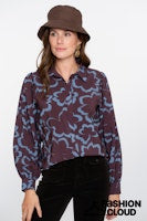 Afbeelding in Gallery-weergave laden, GEISHA BLOUSE PRINT blue/burgundy
