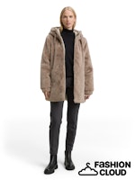Load image into Gallery viewer, TOM TAILOR REVERSIBLE FAKE FUR COAT soft taupe grey
