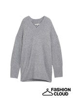 TOM TAILOR DENIM LONG V-NECK PULLOVER cement grey melange