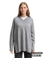 Load image into Gallery viewer, TOM TAILOR DENIM LONG V-NECK PULLOVER cement grey melange
