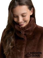 Load image into Gallery viewer, TOM TAILOR FAKE FUR COAT dark pecan brown
