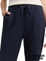 Load image into Gallery viewer, TOM TAILOR JERSEY LOOSE FIT PANTS PINSTRIPE navy white pinstripe
