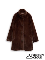 TOM TAILOR FAKE FUR COAT dark pecan brown