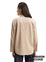Afbeelding in Gallery-weergave laden, TOM TAILOR BLOUSE OVERHIRT WITH SUEDE OPTIC soft taupe grey
