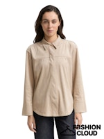 Afbeelding in Gallery-weergave laden, TOM TAILOR BLOUSE OVERHIRT WITH SUEDE OPTIC soft taupe grey
