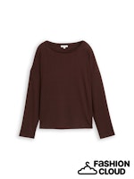 Load image into Gallery viewer, TOM TAILOR T-SHIRT BOATNECK RIB dark pecan brown
