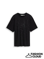 Load image into Gallery viewer, TOM TAILOR DENIM BOYFRIEND T-SHIRT WITH RHINESTONES deep black
