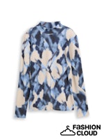 TOM TAILOR T-SHIRT MOCK NECK ALLOVERPRINT blue blurry argyle