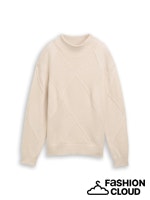 TOM TAILOR KNIT FUNNEL-NECK PULLOVER sand stone beige