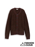 TOM TAILOR KNIT BOUCLE CARDIGAN dark pecan brown