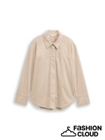 TOM TAILOR BLOUSE OVERHIRT WITH SUEDE OPTIC soft taupe grey