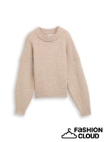 TOM TAILOR DENIM KNIT HAIRY CREW-NECK PULLOVER cosy beige melange