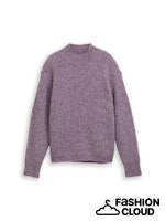 TOM TAILOR DENIM KNIT HAIRY MOCK-NECK PULLOVER dark lavender melange
