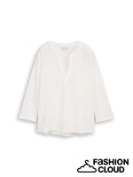 Afbeelding in Gallery-weergave laden, TOM TAILOR T-SHIRT FABRIC MIX HENLEY whisper white
