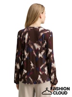Afbeelding in Gallery-weergave laden, TOM TAILOR T-SHIRT BLOUSE SHAPE ALLOVERPRINTED brown blurry argyle
