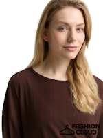 Load image into Gallery viewer, TOM TAILOR T-SHIRT BOATNECK RIB dark pecan brown
