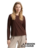 Load image into Gallery viewer, TOM TAILOR T-SHIRT BOATNECK RIB dark pecan brown
