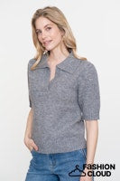 Load image into Gallery viewer, GEISHA PULL V-NECK LUREX &amp; SECQ grey/silver
