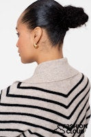 Load image into Gallery viewer, GEISHA CARDIGAN ZIP STRIPED black/sand
