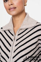 Load image into Gallery viewer, GEISHA CARDIGAN ZIP STRIPED black/sand
