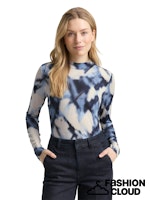 Load image into Gallery viewer, TOM TAILOR T-SHIRT MOCK NECK ALLOVERPRINT blue blurry argyle
