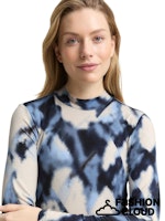Load image into Gallery viewer, TOM TAILOR T-SHIRT MOCK NECK ALLOVERPRINT blue blurry argyle
