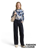 Load image into Gallery viewer, TOM TAILOR T-SHIRT MOCK NECK ALLOVERPRINT blue blurry argyle
