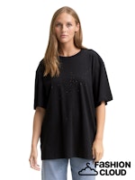Load image into Gallery viewer, TOM TAILOR DENIM BOYFRIEND T-SHIRT WITH RHINESTONES deep black
