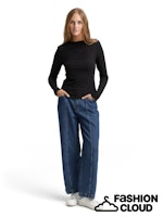 Load image into Gallery viewer, TOM TAILOR DENIM RIB T-SHIRT WITH FRILL EDGE deep black
