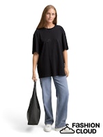Load image into Gallery viewer, TOM TAILOR DENIM BOYFRIEND T-SHIRT WITH RHINESTONES deep black
