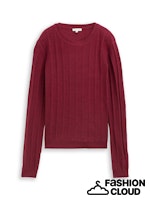 TOM TAILOR KNIT COSY RIB CREW-NECK rumba red melange