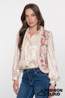 Afbeelding in Gallery-weergave laden, GEISHA BLOUSE SHINY VELVET LOOK silver
