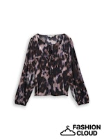TOM TAILOR DENIM VOLUME SLEEVE BLOUSE black brown abstract print