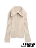 TOM TAILOR KNIT BOUCLE ZIP CARDIGAN sand stone beige melange