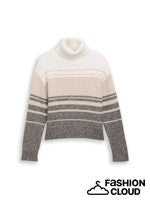 Afbeelding in Gallery-weergave laden, TOM TAILOR DENIM KNIT STRIPED TURTLE-NECK beige grey colorflow stripe
