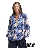 Afbeelding in Gallery-weergave laden, TOM TAILOR BLOUSE PRINTED V-NECK blue blurry argyle
