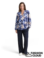 Afbeelding in Gallery-weergave laden, TOM TAILOR BLOUSE PRINTED V-NECK blue blurry argyle
