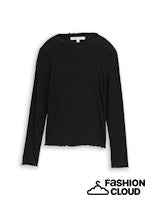 Load image into Gallery viewer, TOM TAILOR DENIM RIB T-SHIRT WITH FRILL EDGE deep black
